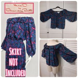 Miss O 100% Silk Colorful Paisley Pheasant Style Blouse